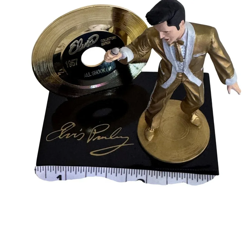 Vintage 1993 Elvis Presley Collection All shook up Gold Record Figurine Enesco